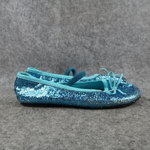 Chasing Fireflies Shoes Kids 2 Ballet Flats Elastic Strap Slip On Blue Glitter